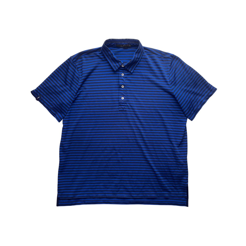 RLX RALPH LAUREN Performance Polo Mens XL Blue Striped Short Sleeve Golf Shirt